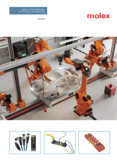 Molex Cover for Brochure Orange Industrial Robots In The Middle Repairing a Car